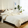 Brooklinen Luxury Sateen 4 Piece California King Size Sheets Set in Cream - 100% Cotton Sateen Sheets - 1 Fitted Sheet 1 Flat Sheet 2 Pillowcases - Best Luxury Sheets