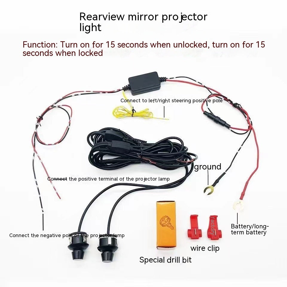 Car Rearview Mirror Angel Wings Courtesy Lamp