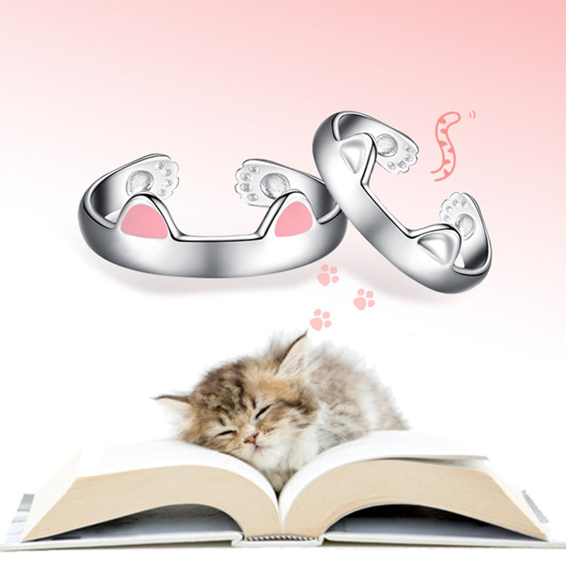 Cat Ear Adjustable Ring for Women - Trendy Couple Design