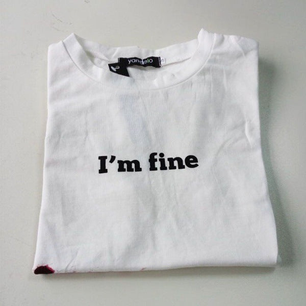 I'm Fine Men's Cotton Blend Round Neck T-Shirt