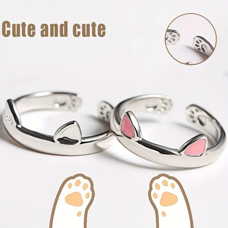 Cat Ear Adjustable Ring for Women - Trendy Couple Design