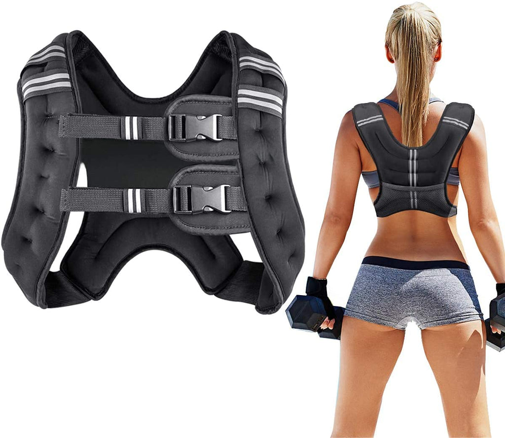 Prodigen Weighted Vest for Women and Men 16 Lbs with Reflective Stripe and Double Adjustable Buckle Straps Weight Vests for Strength Training Jogging Cardio Weight Loss Muscle Building Black